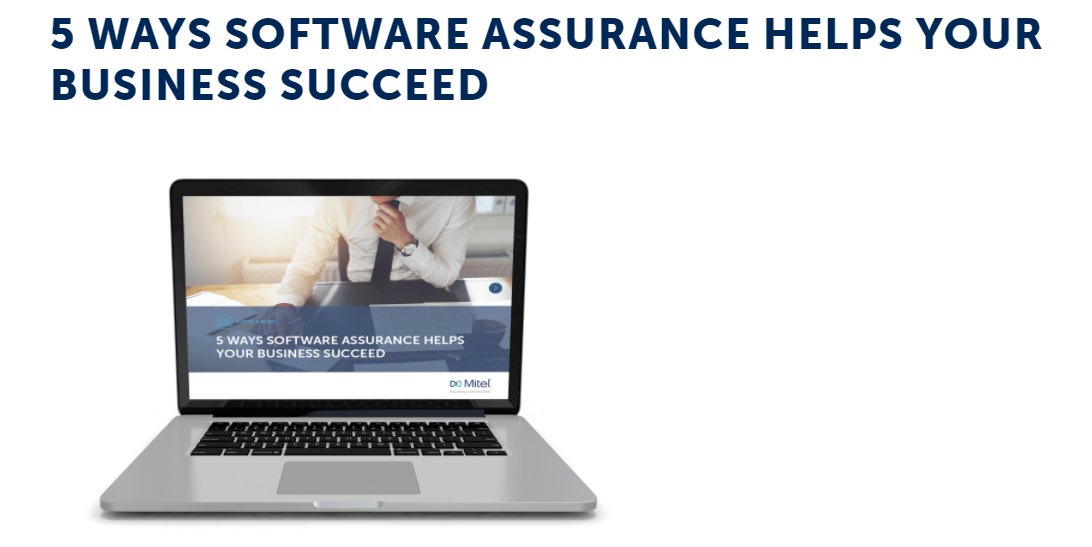 Mitel's tweet image. Protect and enhance the long-term value of your Mitel solution with Mitel Software Assurance: bit.ly/2XgRGQy #softwareassurance #UCC