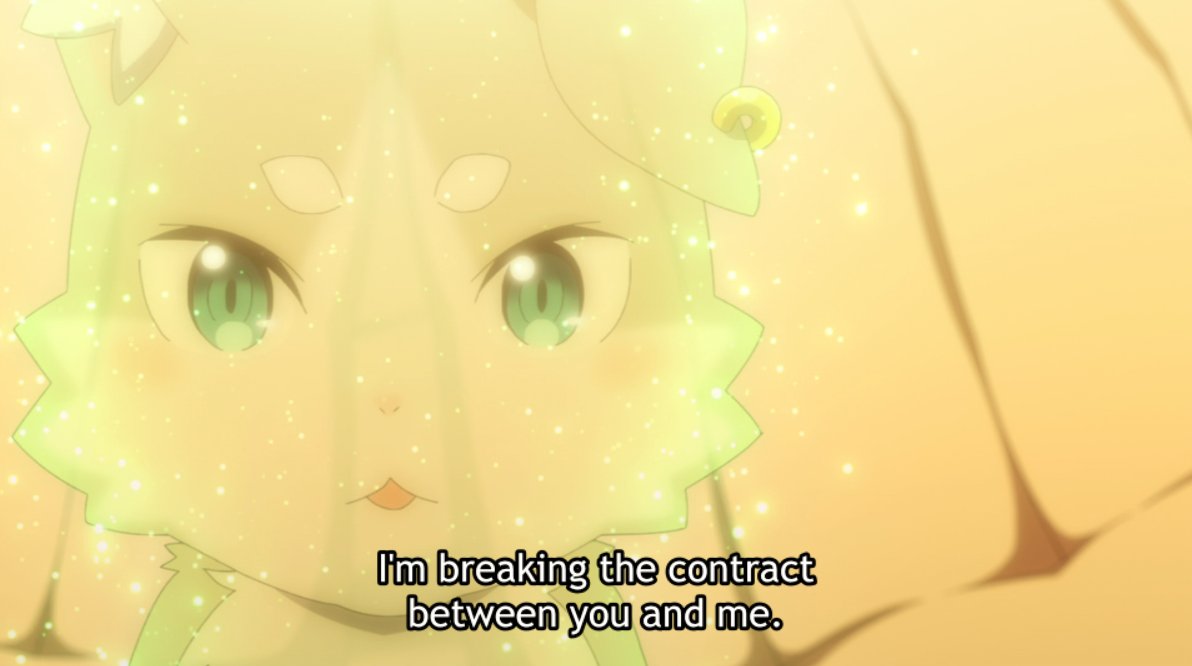 Puck has always been Emilia's main source of support, her rushing to Subaru as soon as he's gone (look at EP36). She's a weak, dependent person — and she won't grow her own wings if coddled by both Puck & Subaru. This goodbye between father & child is a pivotal moment for Emilia.