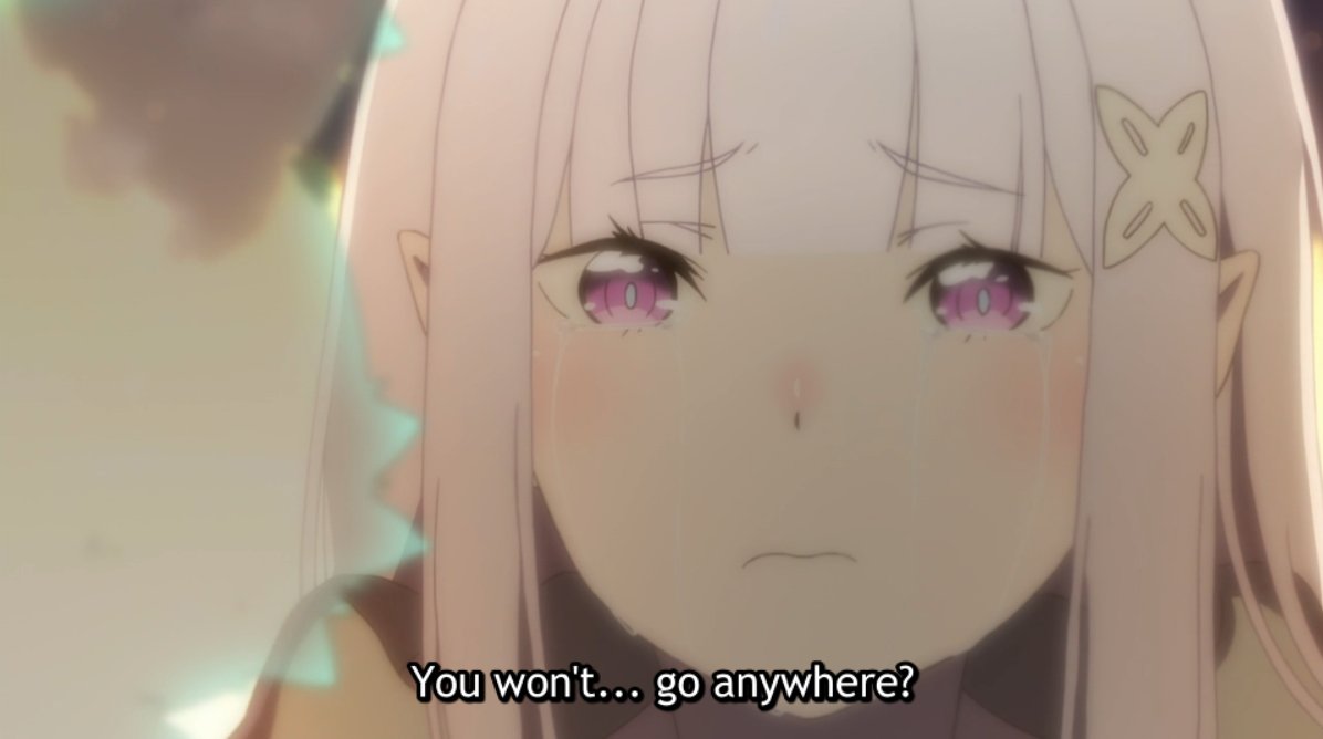 Of course, the suddenness of the circumstances, Puck betraying the promise he made in Frozen Bond and Subaru failing to uphold his promise to hold her hand, causes Emilia to lose her trust in everyone, and hide away in the place she knows she'll be isolated in — the graveyard.