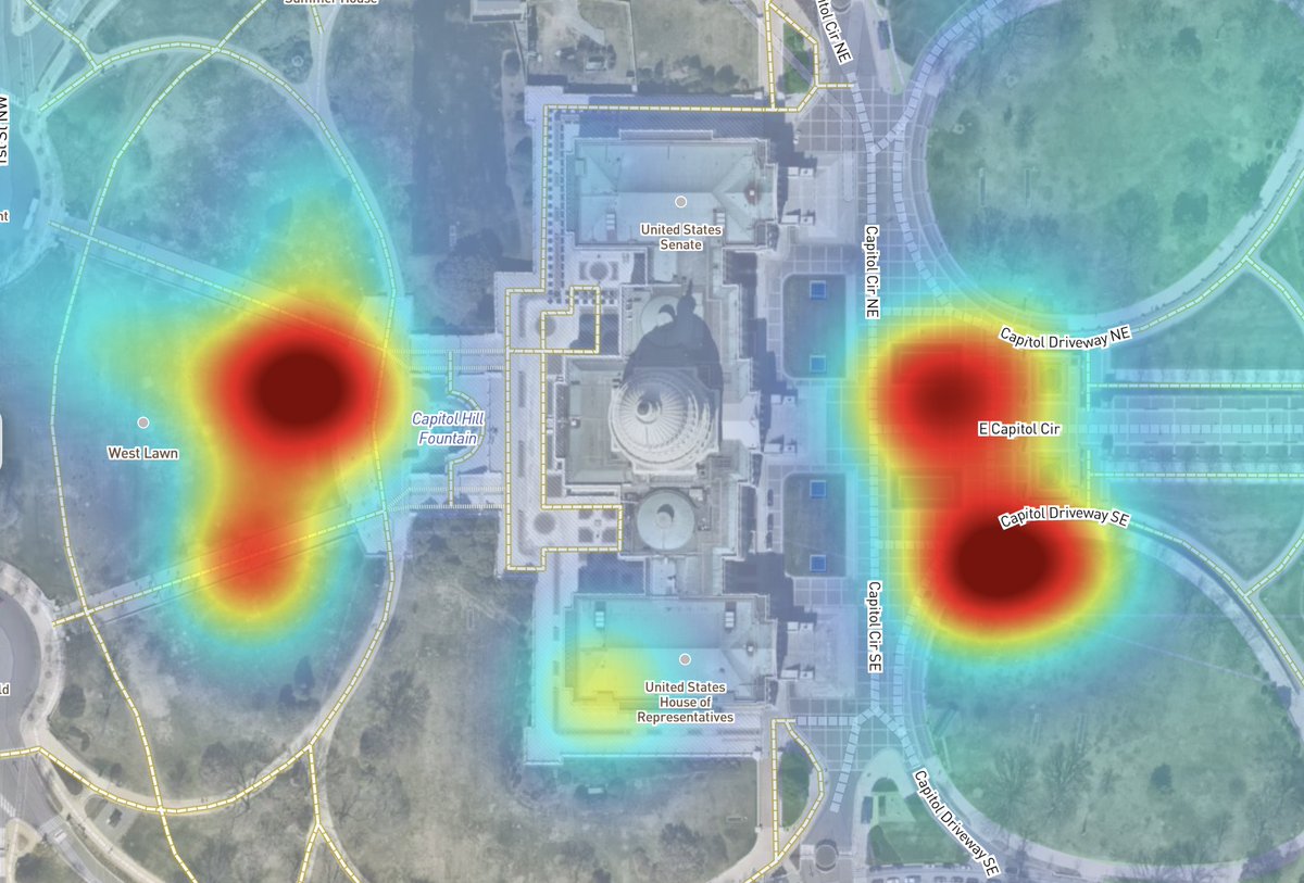 If this map is representative of the crowds, they're moving south along the eastern outside of the capitol.