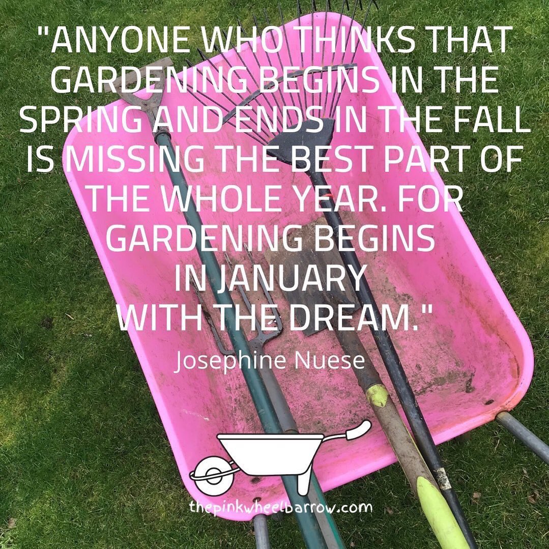 Back to work today? Allow yourself to dream of how amazing your garden will look this year! What big plans do you have for this gardening year? #gardeninggoals #gardenideas #inthegarden #gardenplanning  #gardeninginspiration  #gardeningblogger #gardenblogger #thepinkwheelbarrow