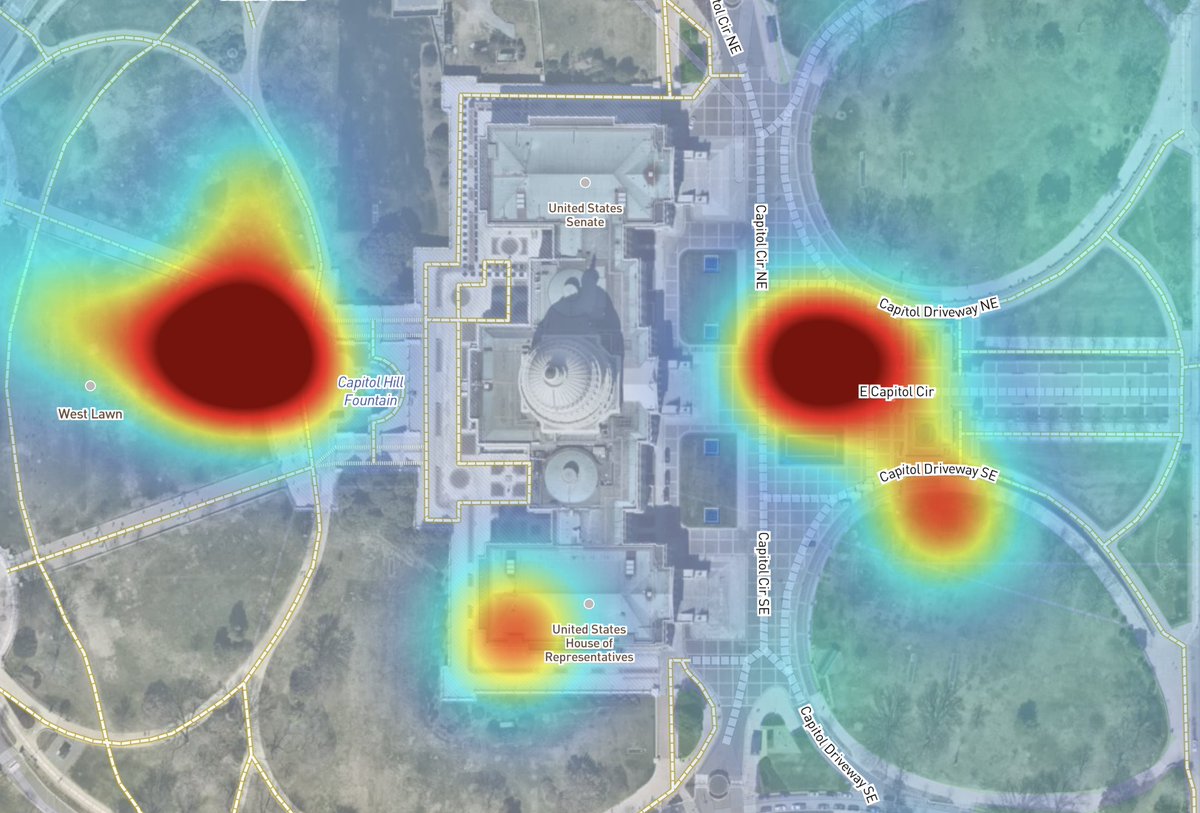 If this map is representative of the crowds, they're moving south along the eastern outside of the capitol.