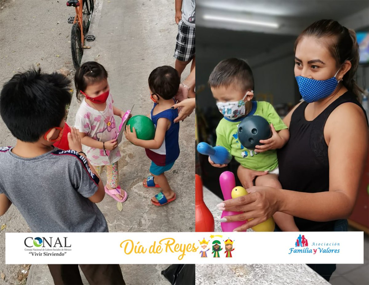 ConalMexico's tweet photo. Con la Asociación Familia y Valores llevamos un poco de alegría a niñas y niños de las colonias de Mérida, celebrando el  #DíaDeReyes de manera diferente pero sin dejar de mantener la ilusión y felicidad de esta fecha. #VivirSirviendo https://t.co/SZNXEG670z
