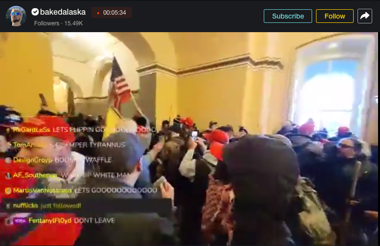 45/ Neo-Nazi livestreamer Baked Alaska is inside the Capitol Building.