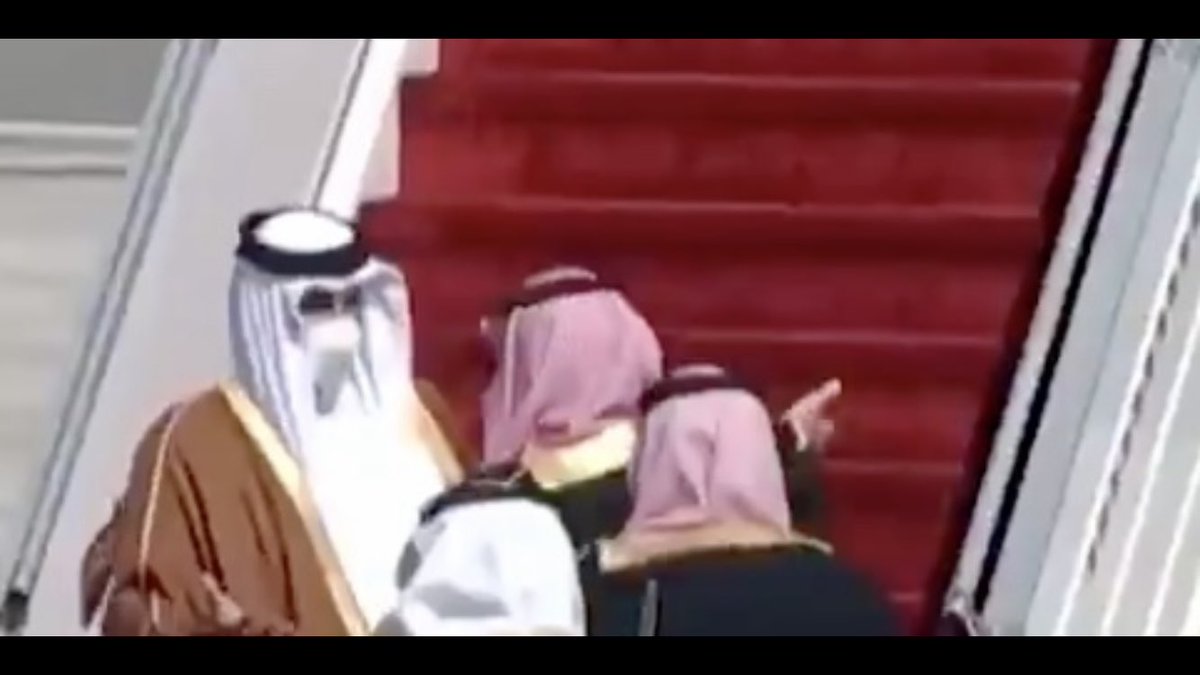 MBS then replies with his arm even more open than his initial invitation (via his body language). THIS, is what then paved the way for a warm embracement that was only exclusive between the Saudi snd Qatari leaders.