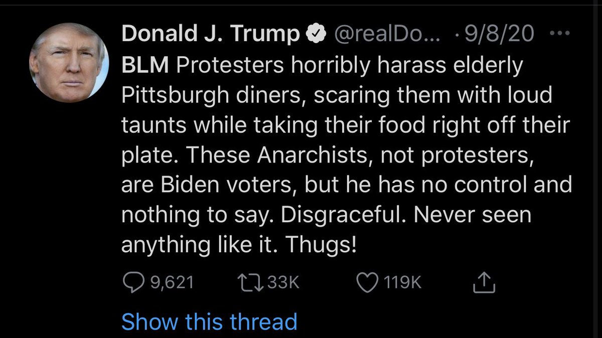 sprintsays's tweet photo. Trump during Minority BLM Protests

Vs 

Trump during violent White MAGA Protests https://t.co/xZhTFQBCn8
