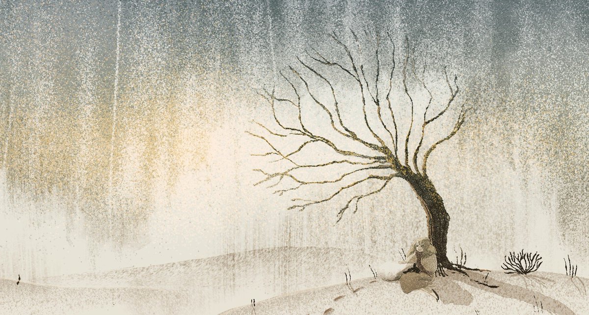 Finally giving Twitter a go :0 
Here's a wintery field I painted last month ❄️