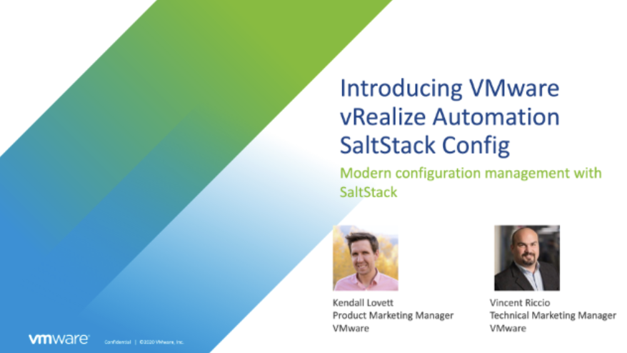 Salt_Project_OS's tweet photo. The power of SaltStack is now available in VMware vRealize Automation as a new component called vRealize Automation SaltStack Config. 
Join us as to get an overview and demo of what SaltStack Config can do for you!
https://t.co/XQLp7389Rj

#SaltStack #ConfigManagement  #VMware https://t.co/YxPRSSm0y3
