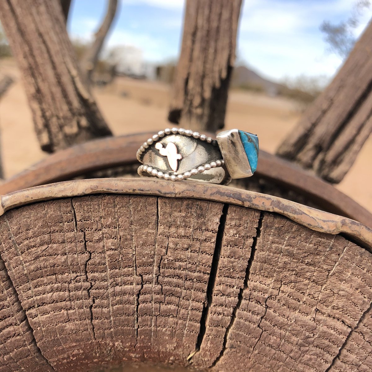 LoganPerryman's tweet photo. Sz 9 sterling silver cactus Ring! Had it awhile and was one of the first items I made so $45! Someone claim it! https://t.co/4fDSrwDWR2