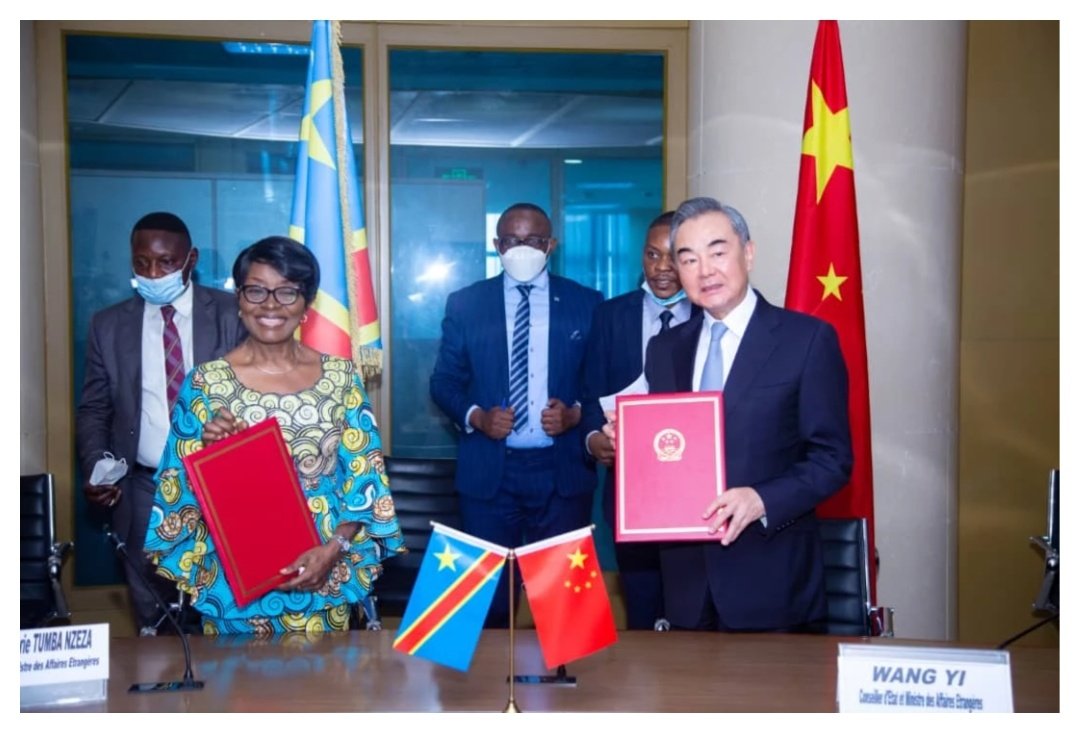 The outcomes of Chinese FM Wang Yi's visit to the Democratic Rep. of Congo  is remarkable.1.) Belt and Road Initiative(BRI)Earlier today, D.R.Congo became the 45th African country to sign the Memorandum of Understanding (MoU) for cooperation on the Belt and Road Initiative.