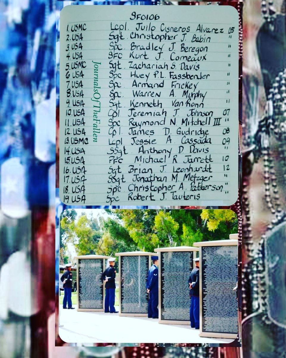 Fellow Patriots our Fallen Warriors KIA for January 6th. May they all Rest in Peace  with God's loving embrace. SemperFidelis, 
ECasas
#V3P58
#JOTF2839
#neverforgotten7019 #Army #Marines  #OIF #OEF #OND #OIR #OFS #OSS #OOL 
#GWOTSevenThousandNineteen