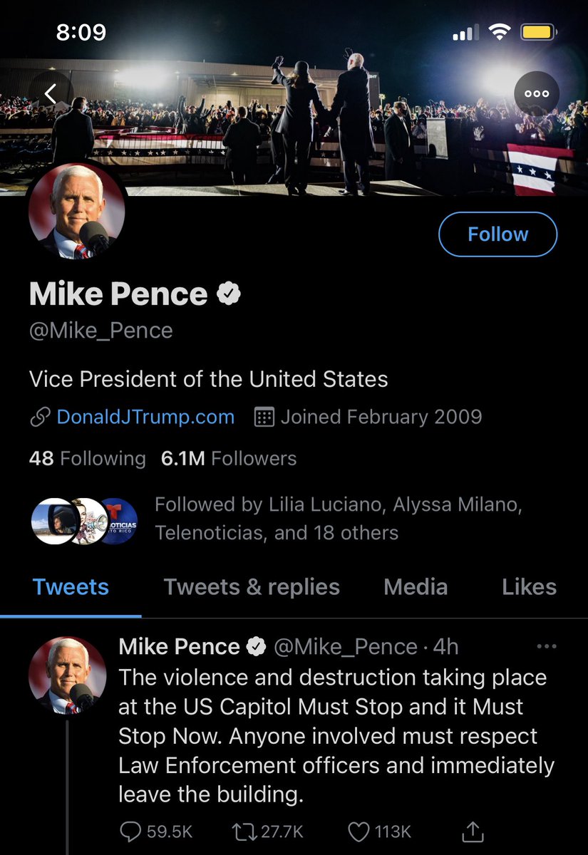 powerbycoffe's tweet photo. I guess Mr. Pence is sending a message.... #DCRally #KickTrumpOffTwitter https://t.co/s4msHsrkAu
