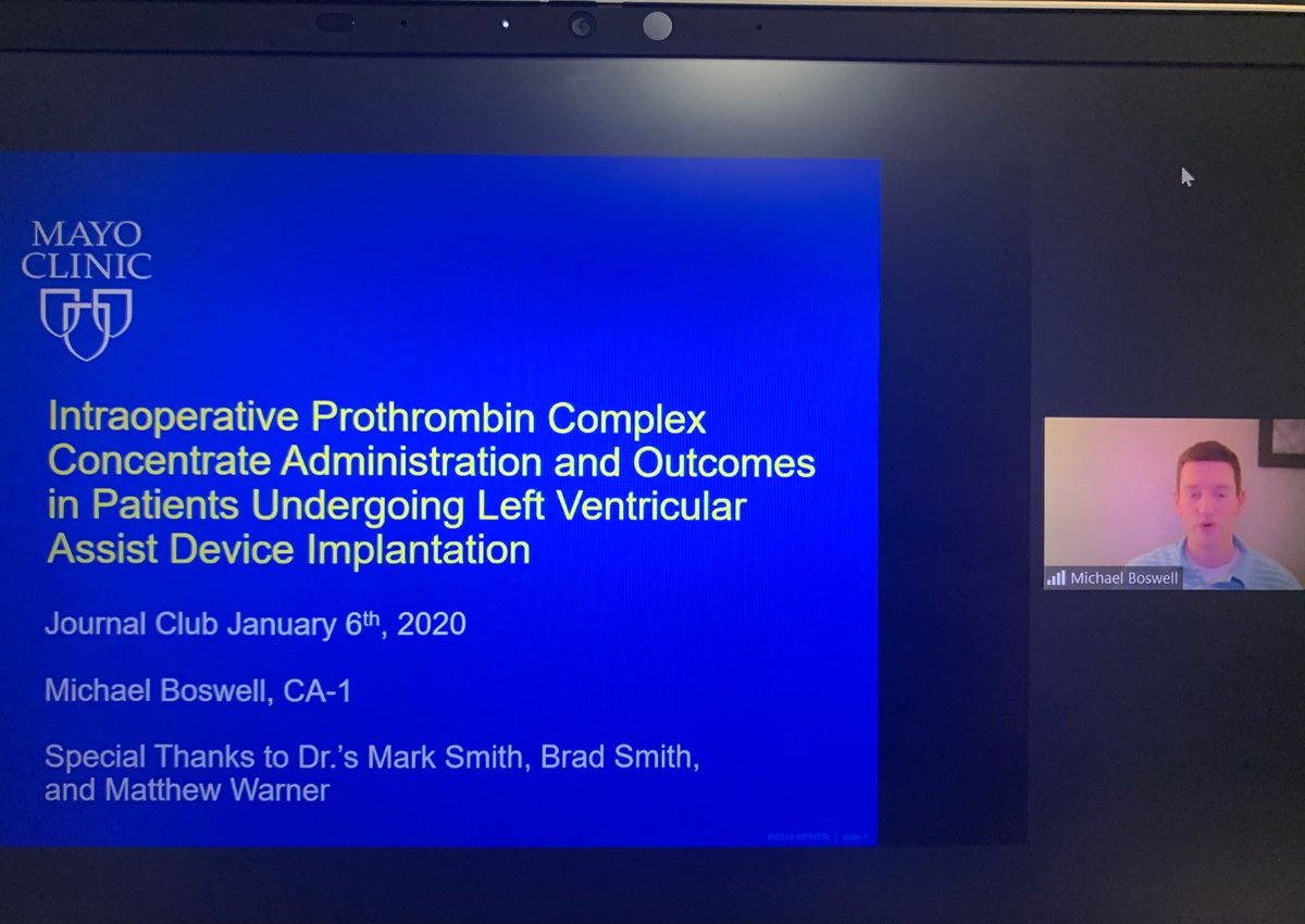 📣 Our next speaker is our outstanding CA-2 resident Dr. Boswell presenting his work in CV anesthesia mentored by Drs. <a href="/BradfordSmithMD/">Brad Smith</a> @WarnerMatthewA  &amp; Mark Smith. 

#journalclub #education #mentorship #research #anesthesia
