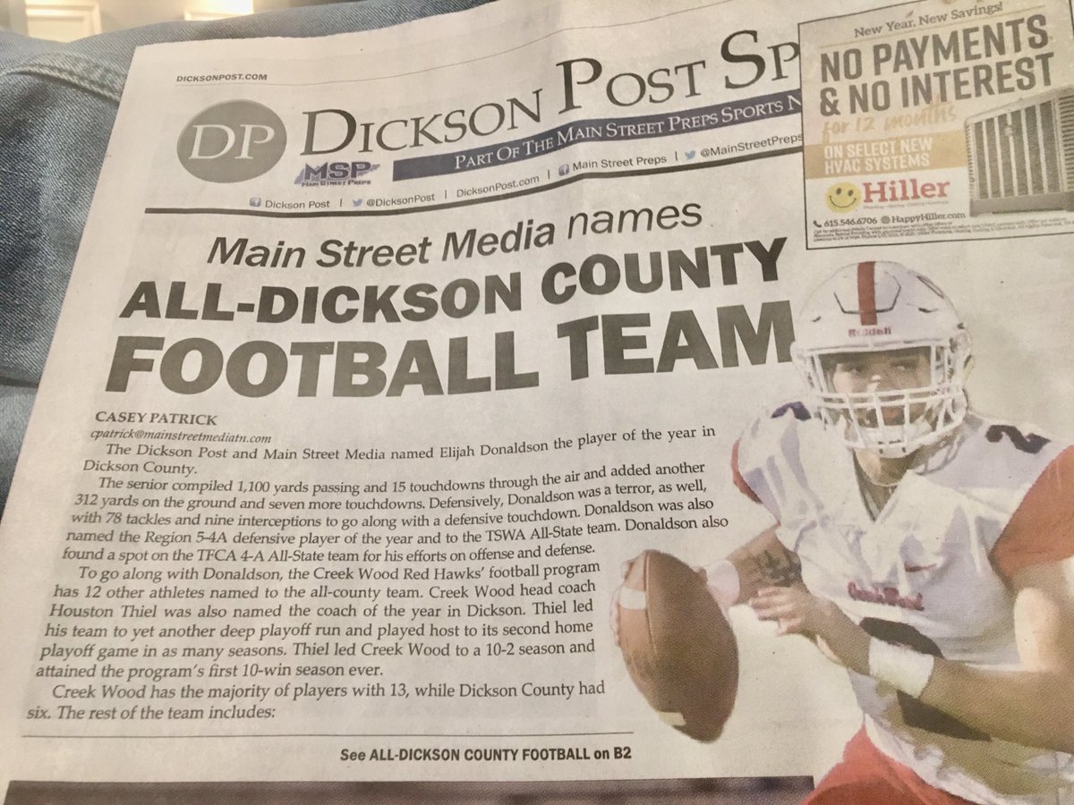 15 Touchdowns passing 7 rushing -  78 Tackles. 9 Interceptions 1 for TD -                  All Dickson player of the year- All Region 4-a. Defensive player of the year- TSWA All State Team-   TFCA 4A All State Team  All Dickson  County Player of the YEAR