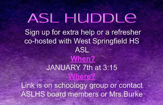 Hosting with <a href="/ASLHS_WS/">ASL Honor Society</a> and we are reviewing various topics from all ASL levels 🤗