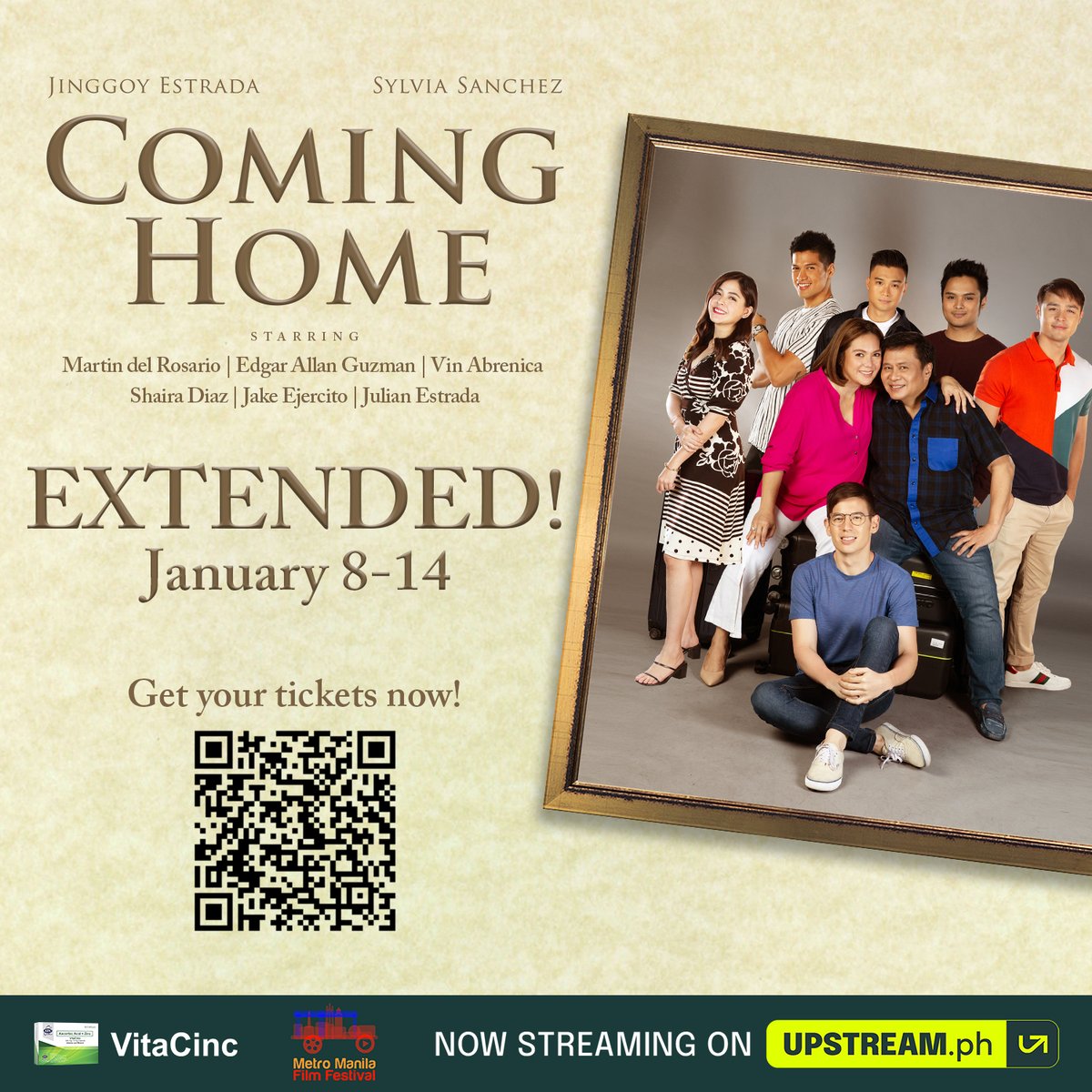 alvtalents's tweet photo. May good news kami para sa inyo! EXTENDED ang #ComingHomeMMFF at pwede niyo pa rin siyang mapanuod sa https://t.co/R6s8a7zdWf hanggang January 14!
Grab your tickets via https://t.co/qU5SAZAF3m!
#MMFFOnUpstream #MMFF2020 https://t.co/RTlgeBoU8Z