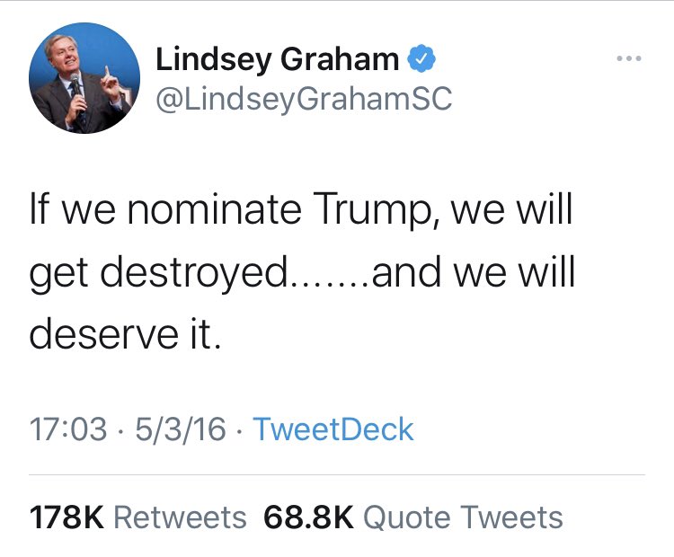 RpsAgainstTrump's tweet photo. Is Lindsey Graham a prophet? https://t.co/epFUyULR2R