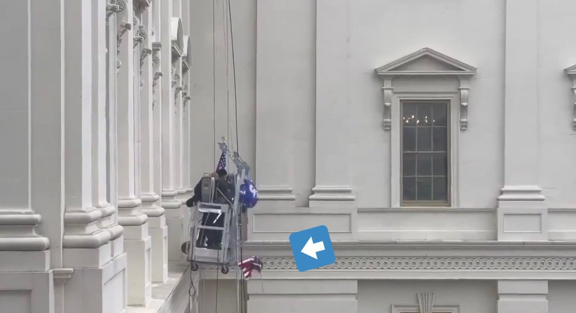 majorllons's tweet photo. @maggieNYT They actually removed the American flag and replaced with a Trump flag https://t.co/aXojGGzOB4