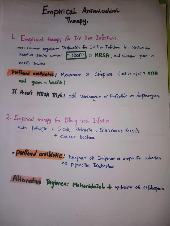 majedalhoriby's tweet image. ملخص مبسط يوضح كيفية اختيار ال Empirical antibiotic سواء monotherapy او Combination ? 
حسب ال Organاللي فيه
 Infection
