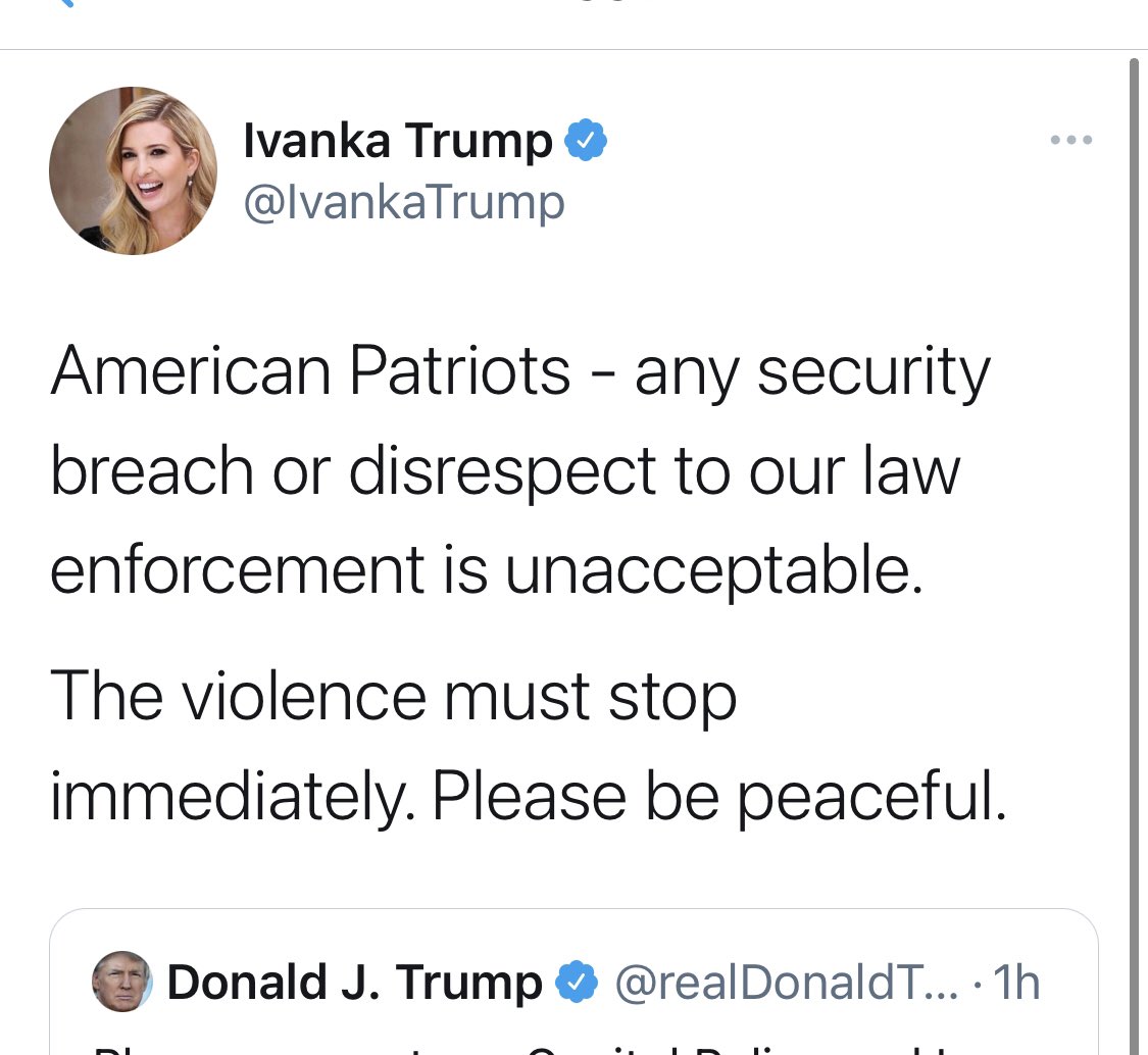 Ivanka has deleted her own Tweet. Re-Tweet so no one forgets she called these people “American Patriots.”