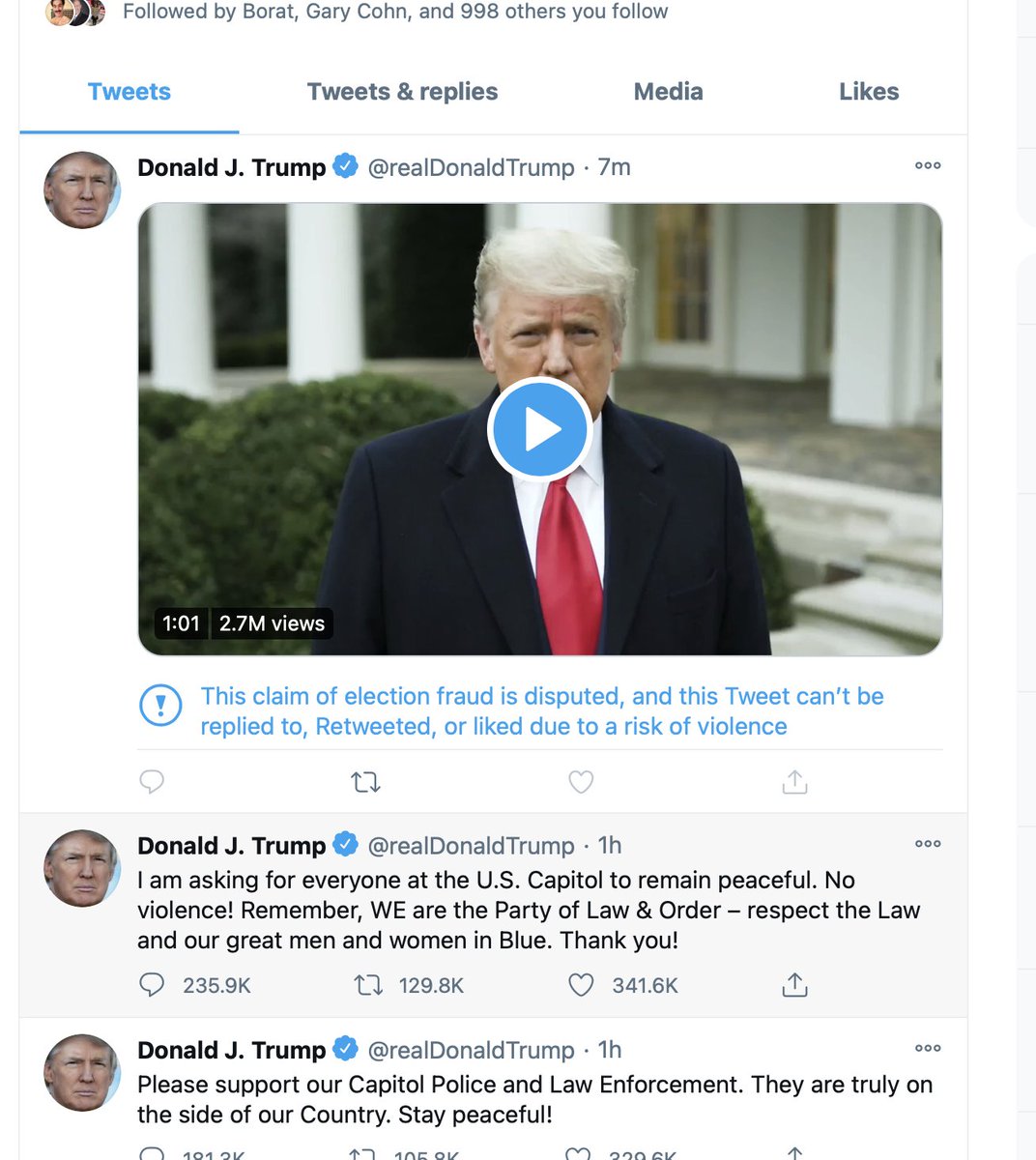 vplus's tweet photo. Twitter locking down Trump's video "due to a risk of violence" https://t.co/rgSzk930A5