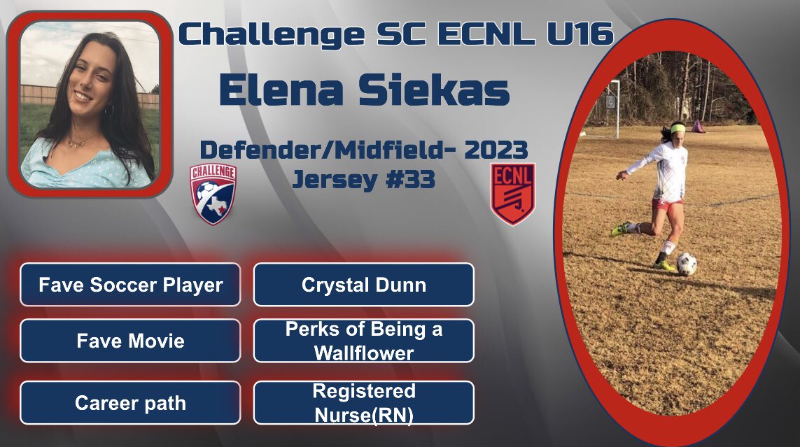Challenge05ECNL's tweet photo. Get to know Elena Siekas! @ElenaSiekas @ChallengeSoccer @theECNL #challengesc #ecnlfl https://t.co/QWI47VE73o