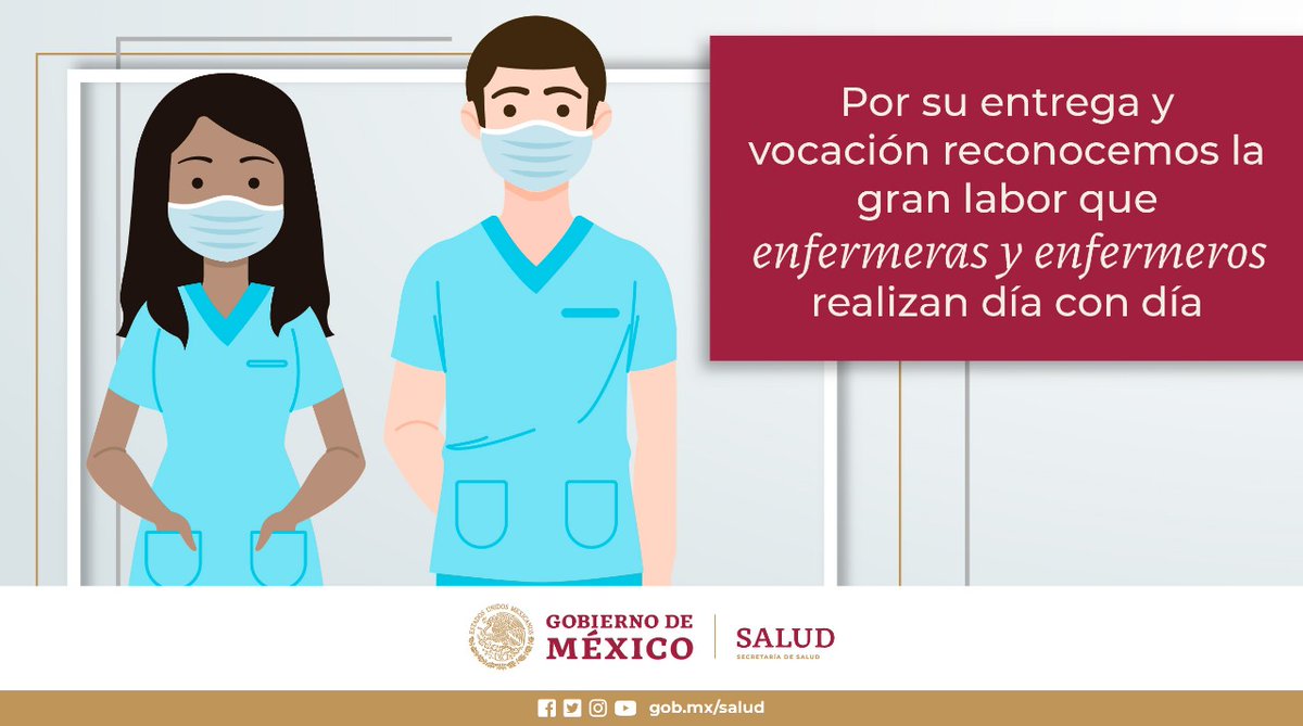 Reconocemos y agradecemos a todo el #PersonalDeEnfermería de México por su esfuerzo, vocación y amor a la humanidad. 

#MeCuido #PorAmorALaVida #QuédateEnCasa