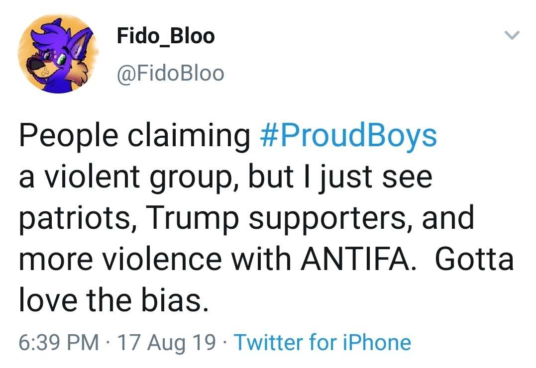 Back on topic of hate groups, humbling the Proud Boys with a lawsuit would be a great thing. They're would-be Brownshirt/SA paramilitary for Trump's dream of strongman power.It's sad that they have some enablers lurking among altfurries, like  @fidobloo. https://twitter.com/DogpatchPress/status/1343960156107808769?s=19