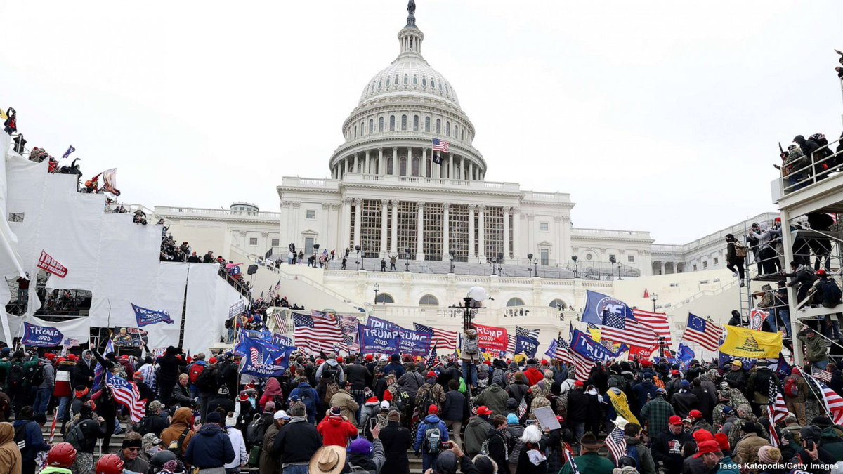 ABC's tweet photo. BREAKING: After Pres. Trump tweeted a minute-long video in response to the storming of the U.S. Capitol by pro-Trump supporters and protesters, Twitter says it's blocking the video from being replied to, retweeted or liked "due to a risk of violence." https://t.co/Pr8r4qEzxI https://t.co/fumRFthZND