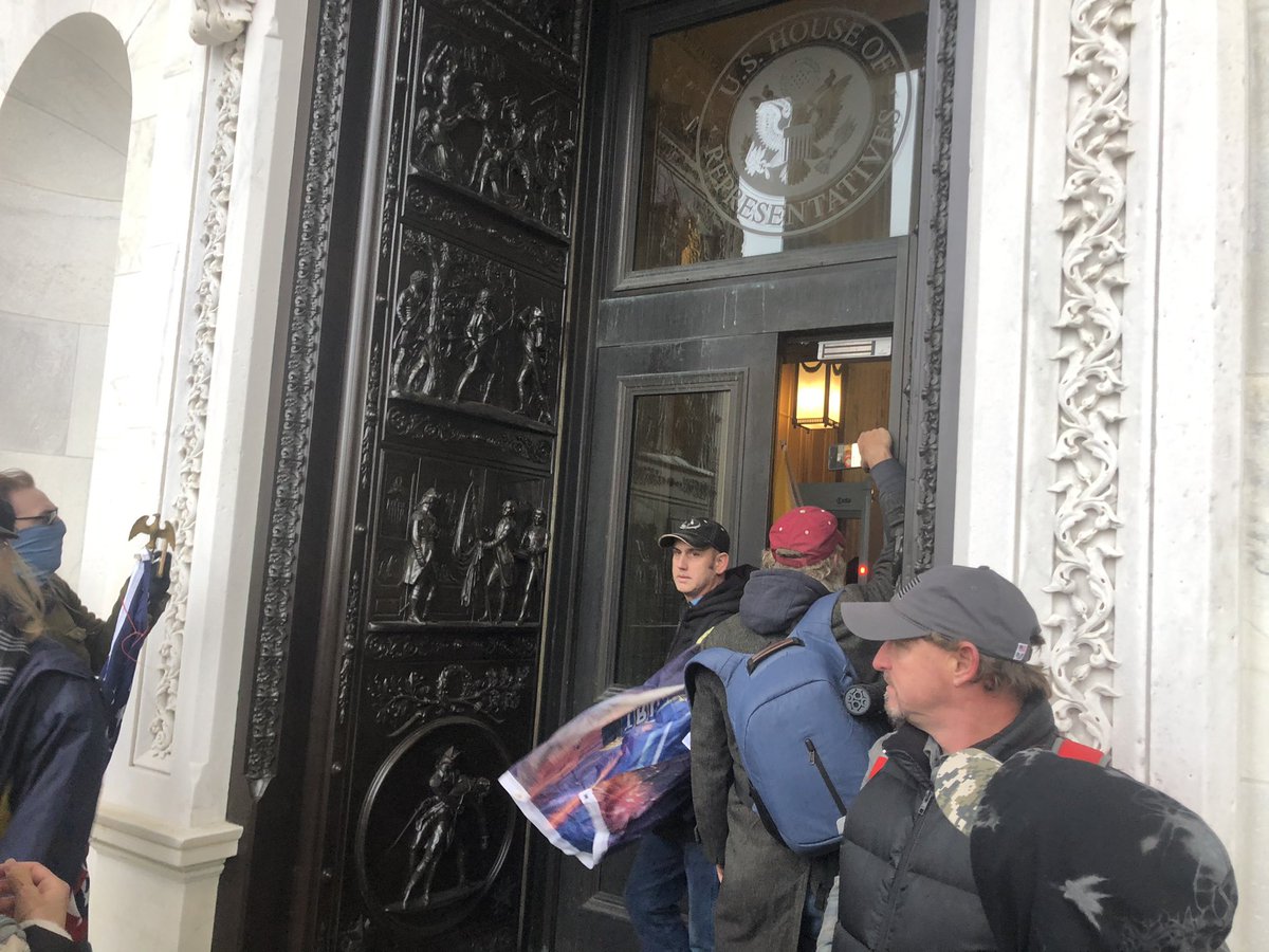 Just to be clear: These demonstrators got inside the building. They breached two police lines, dismantled metal barricades and got the doors to the US Capitol open.  #DC