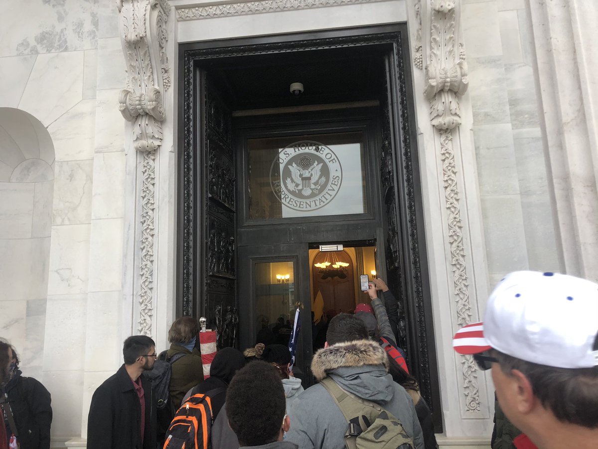 Just to be clear: These demonstrators got inside the building. They breached two police lines, dismantled metal barricades and got the doors to the US Capitol open.  #DC