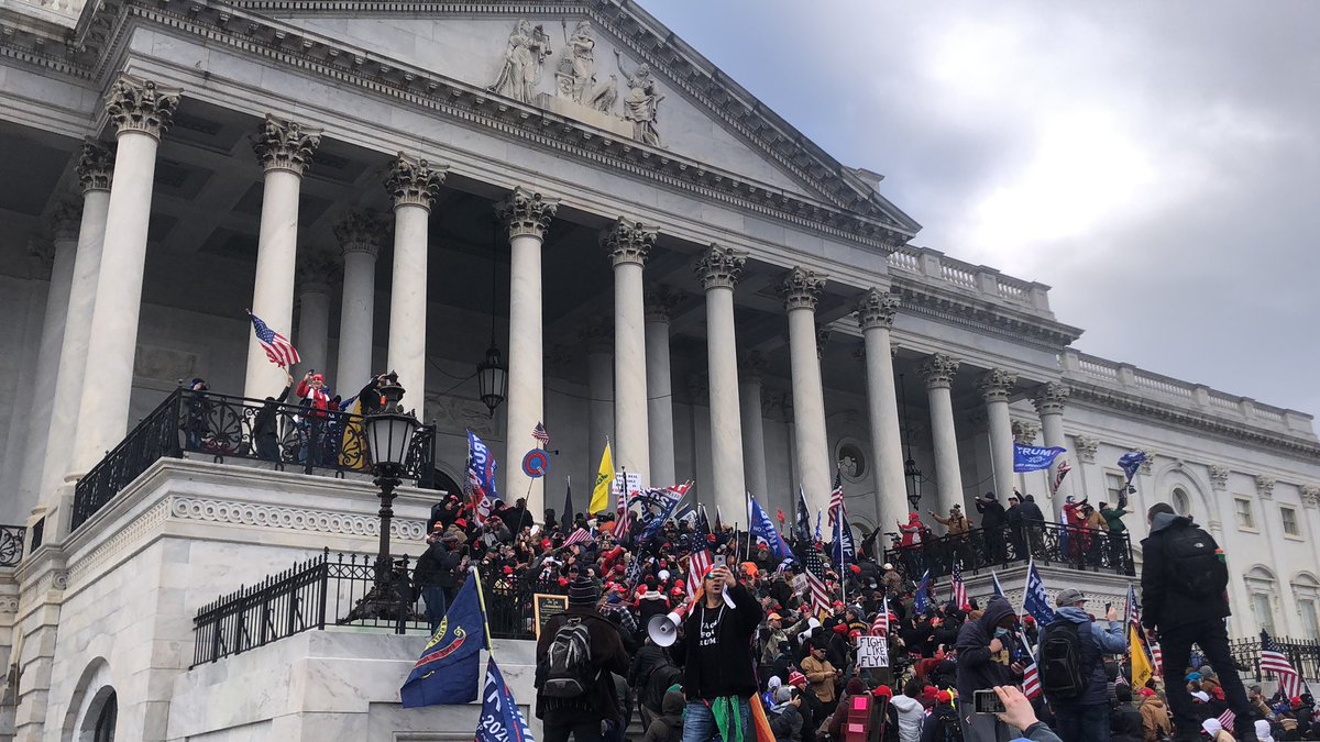 Just to be clear: These demonstrators got inside the building. They breached two police lines, dismantled metal barricades and got the doors to the US Capitol open.  #DC