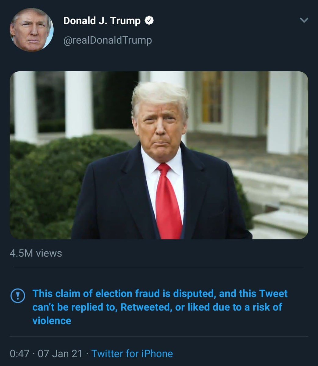 16. Twitter censoring Trumps calls for peace. not news!!