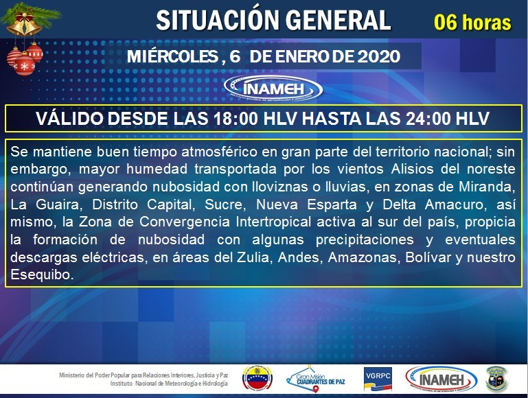 INAMEH's tweet photo. #6Ene #INAMEHInforma Condiciones Meteorológicas próximas 06 Horas. #Reporte de las 17:45 HLV @tutiempopereira @gestionperfecta @NicolasMaduro @MIJP_Vzla #FelizMiércoles https://t.co/7R1d4ufWWF