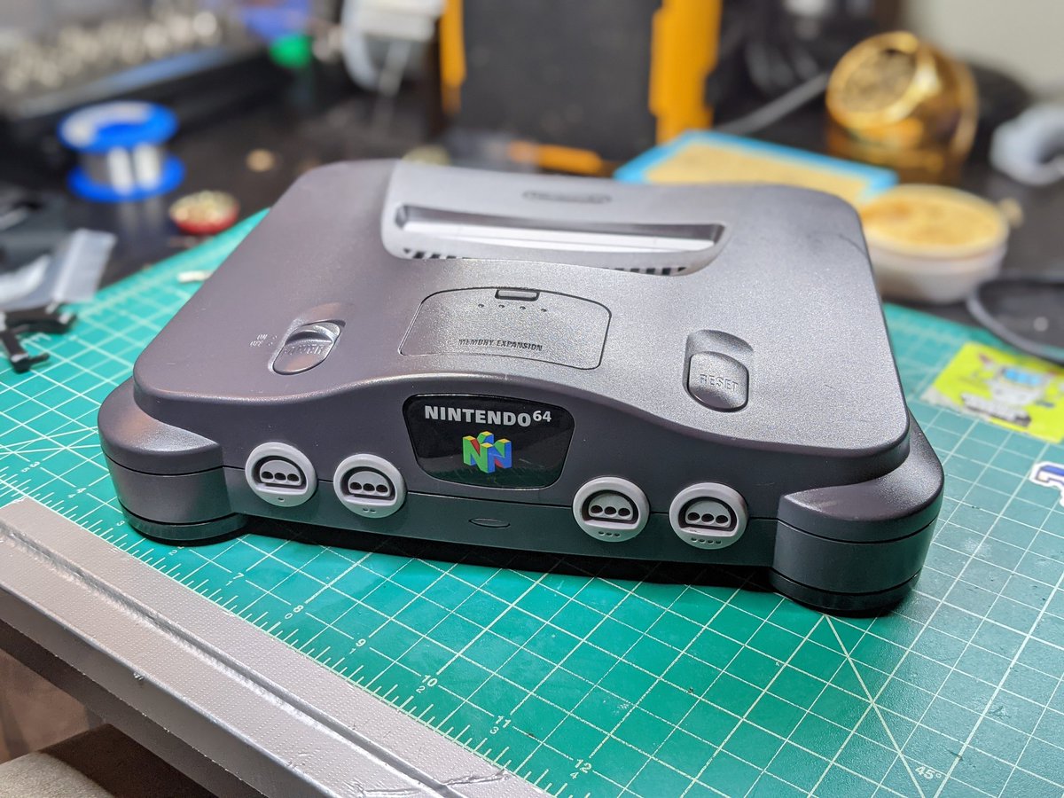 FragolRoc's tweet image. Recapped and cleaned up a friend's N64. It wasn't booting games after recap, turned out to be a dead memory expansion pack.