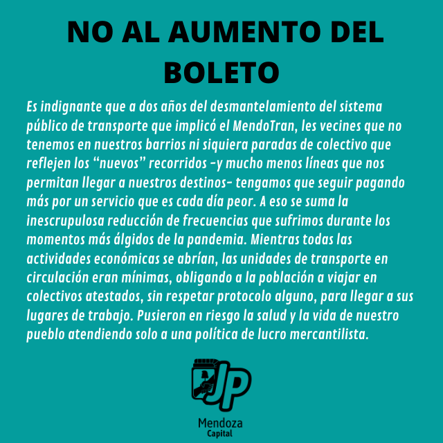 JPCapMza's tweet photo. NO AL AUMENTO DEL BOLETO ✊ https://t.co/kVW4IwBPXc
