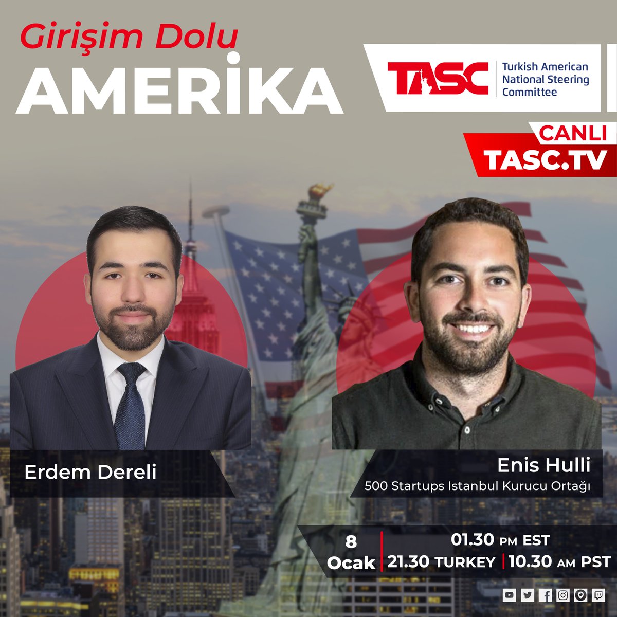 Girişim Dolu Amerika programında Erdem Dereli'nin konuğu 500 Startups İstanbul Kurucu Ortağı Enis Hulli.

📌#ErdemDereli <a href="/EnisHulli/">Enis Hulli🎙</a> @500Startups 
📌#GirişimDoluAmerika #venturecapital #investor #Startup #Innovation #Live #TASCTV