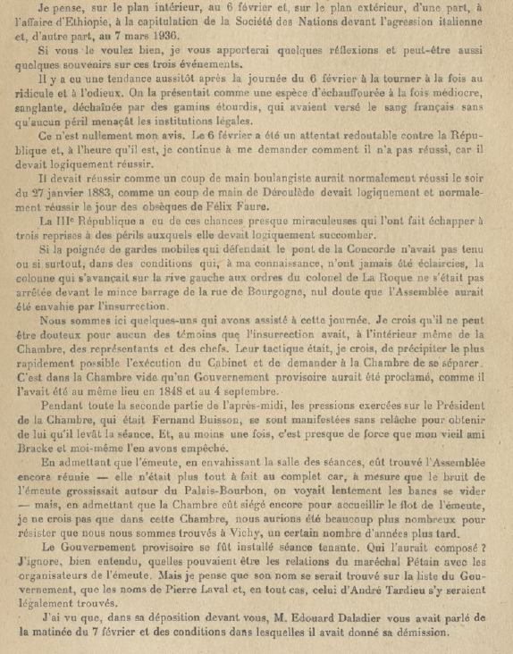 Si le 4 février 1934 est resté dans les mémoires comme une crise de régime, c’est parce que la Chambre a failli être prise d’assaut. Voici le récit qu’en faisait Blum en 1945 :