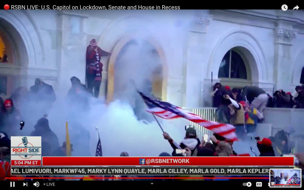 Protesters trying to break into the doors again. Riot cops are firing flashbangs and tear gas.