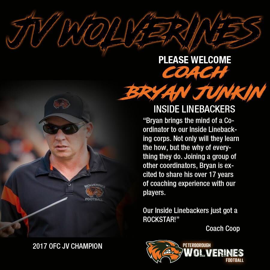 Coop6050's tweet photo. Please welcome Bryan Junkin to the family. Glad to have you Bryan! #weknowfootball #clawsup @PboroWolverines https://t.co/4aoBTwdVKW