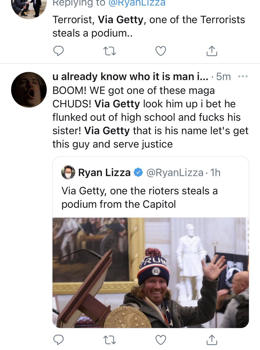 TomMairs's tweet image. A little bit of humour...

Some people on Twitter think “Via Getty” is the name of a protester as opposed to an acknowledgment that Getty Images own the photos showing the protests... 🙈