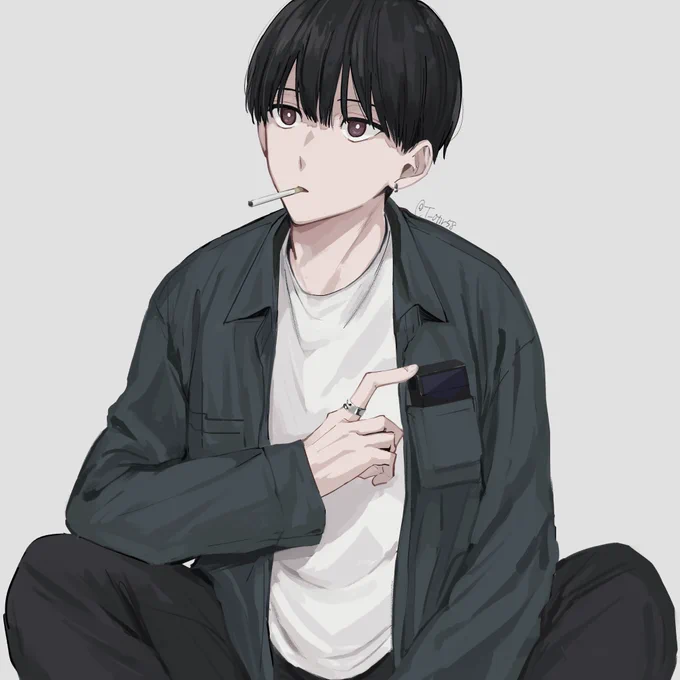 上らへんにある看板みてる人 