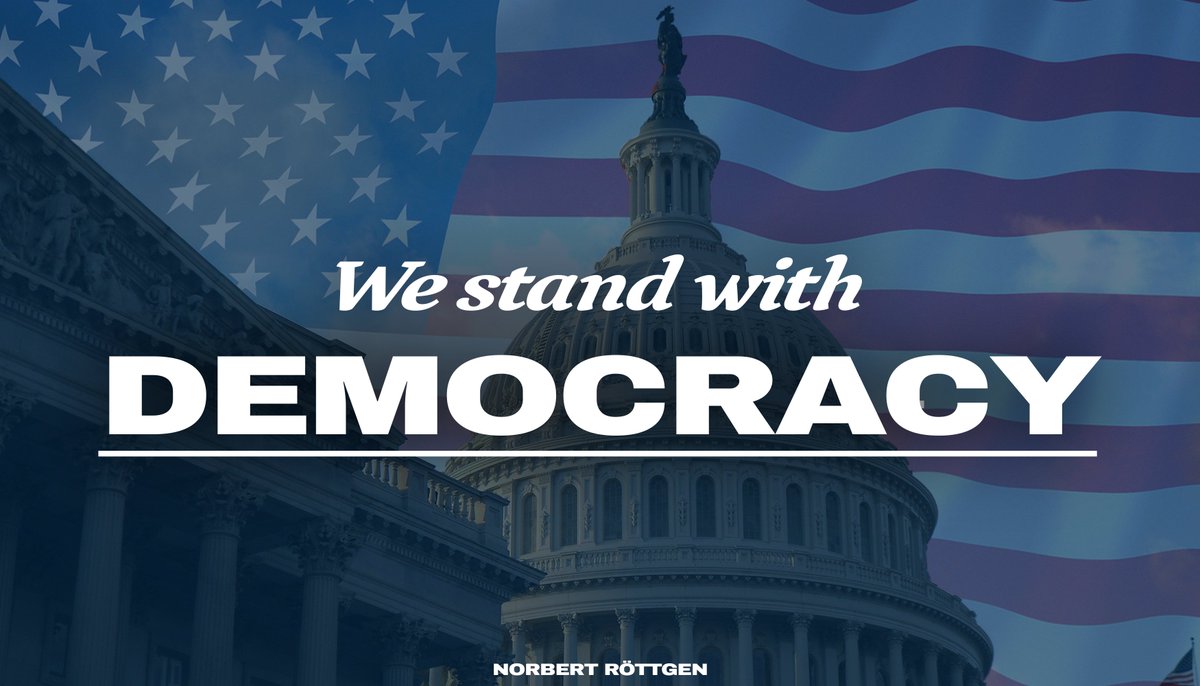 n_roettgen's tweet photo. To our American friends and colleagues now locked in #Congress: Stay safe! We stand with you. We stand with democracy! #capitol https://t.co/Ko24NHgoGl