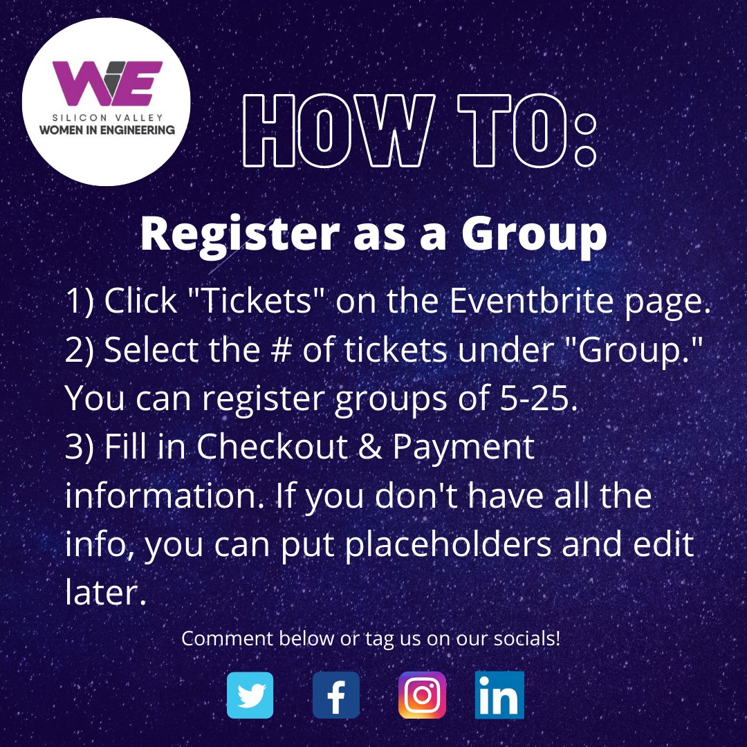 svwie's tweet photo. 🙌Build your career with friends! If your club, department, or group wants to attend the conference, here is a guide. Virtual attendees can attend from anywhere and all are welcome.
https://t.co/GmXTKUdRWP
#svwie #svwie2021 #womeninengineering #globalengineer #groupdiscount https://t.co/mjBAQylbfq