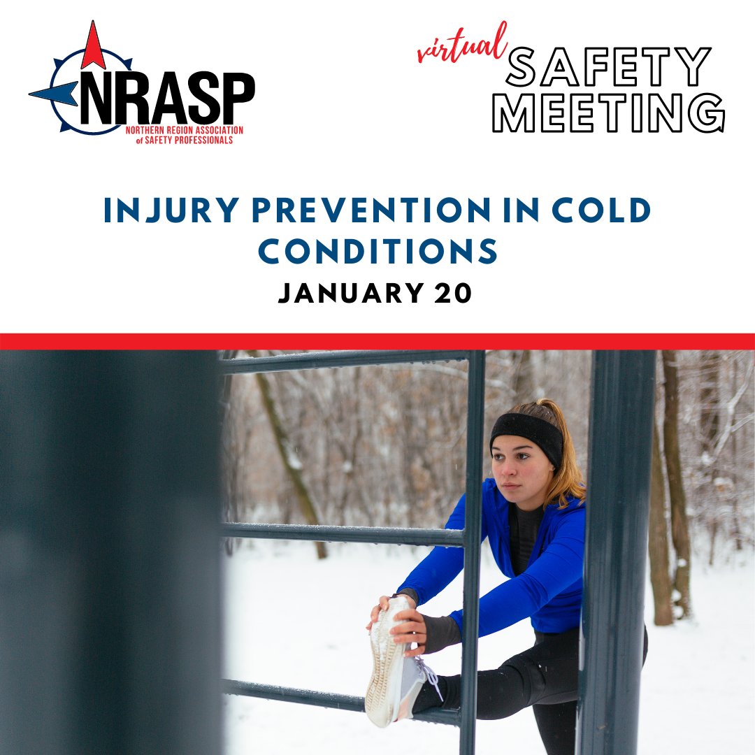 NRASPsafety's tweet photo. Registration is open!  Crystal Nelson of Fargo Ergonomics will discuss how cold temperatures affect each person and workplace.  Register here to learn more:  https://t.co/980GofFlMR ❄️🏃 #injuryprevention #safety #safetytips https://t.co/DLzUN5il5w