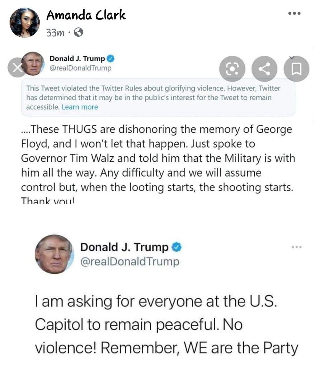 Mrs_AmandaClark's tweet photo. @realDonaldTrump The difference in how u approach these riots speaks VOLUMES about how u really feel! https://t.co/vQ9mkfxWrX