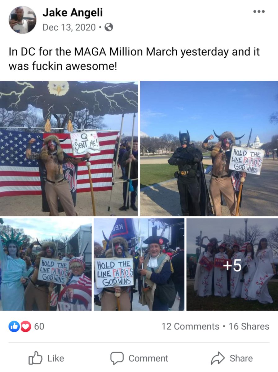 Nick Martin Us Capitol Stormer Jake Angeli Was In Dc Last Month For The Maga Million March Holding Signs That Read Q Sent Me And Hold The Line Patriots God