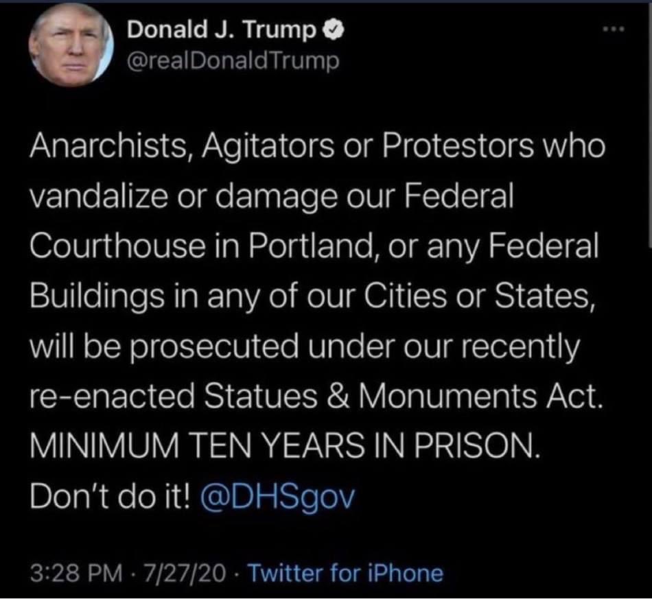 RuckerRules23's tweet photo. @realDonaldTrump @realDonaldTrump perhaps it’s time to revisit what you said last year.  Last year you threatened 10 years minimum in prison but this time because it supports you it’s ok? https://t.co/A0sIqQ5sFh