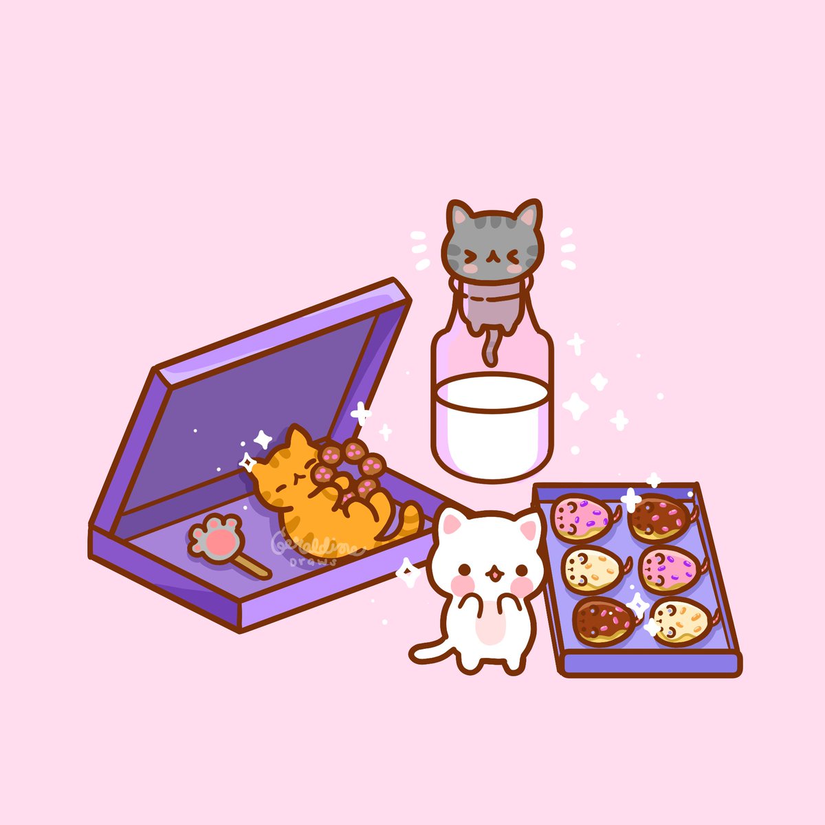 Tiramaesu_'s tweet photo. My version of mochikako 's DTIYS from IG, but a kitty invasion version! 😁🤣 https://t.co/wU9Car81y2