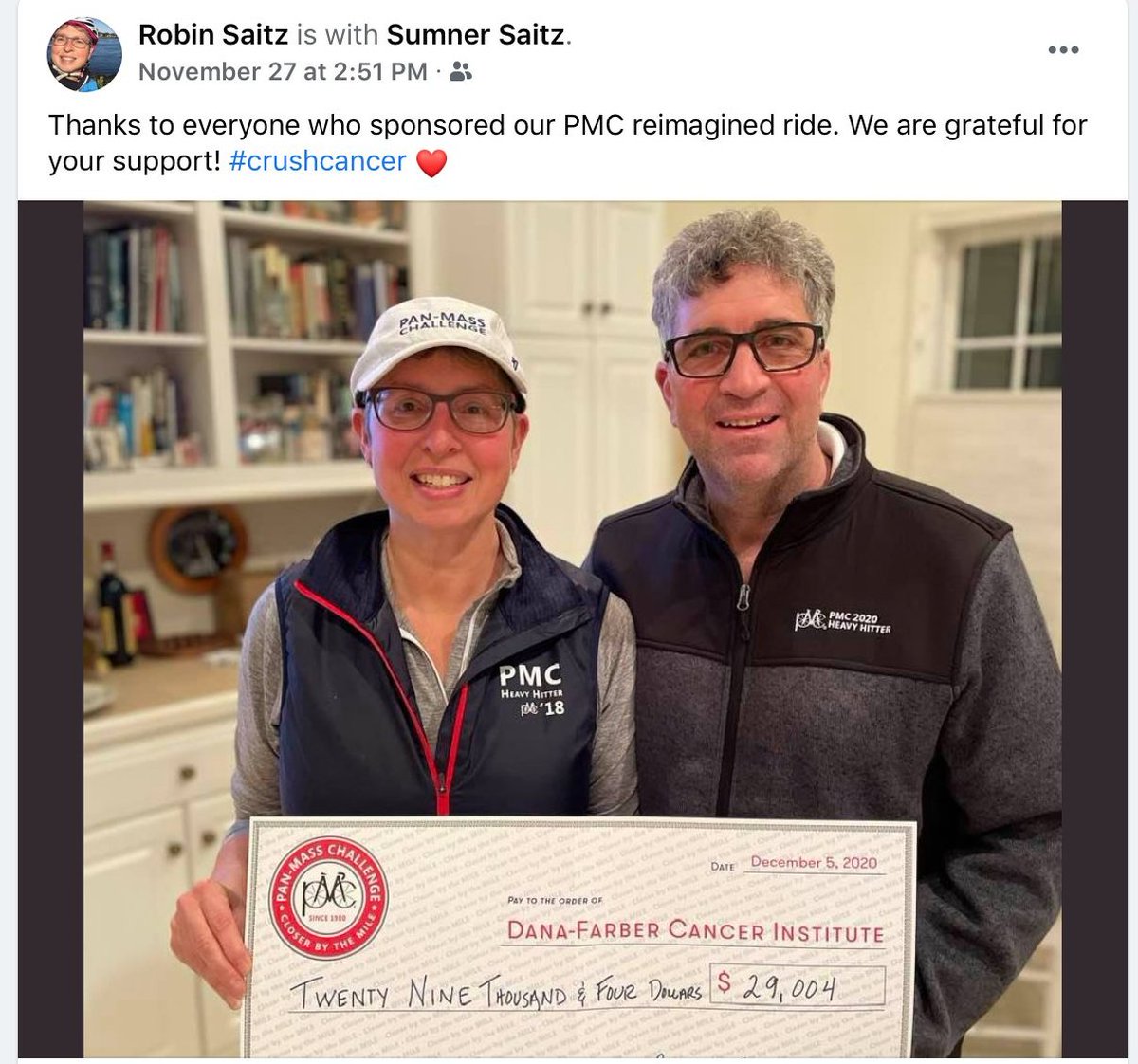 Signing up for <a href="/PanMass/">Pan-Mass Challenge</a> and looking forward to another awesome year of fundraising thanks to all our supporters. We're grateful for the dedication of all the doctors, nurses, scientists, and lay people of <a href="/DanaFarber/">Dana-Farber</a>, who work tirelessly every day to #crushcancer.  w/<a href="/SumnerSaitz/">Sumner Saitz</a>